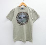 S★古着 半袖 ビンテージ Tシャツ メンズ 90年代 90s シカ 魚 クルーネック USA製 ベージュ系 カーキ 霜降り 【spe】 25aug07 中古