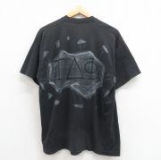 XL★古着 半袖 ビンテージ Tシャツ メンズ 90年代 90s ギリシャ文字 エアブラシ クルーネック 黒 ブラック 【spe】 25aug08 中古