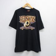 XL★古着 半袖 ビンテージ Tシャツ メンズ 90年代 90s NFL ワシントンレッドスキンズ 大きいサイズ ロング丈 クルーネック USA製 黒 ブラック アメフト スーパーボウル 【spe】 25aug08 中古