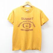 M★古着 ヘインズ Hanes 半袖 ビンテージ Tシャツ メンズ 80年代 80s SUMMIT フットボール カレッジ コットン クルーネック USA製 黄 イエロー 【spe】 25aug08 中古