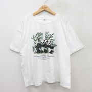 XL★古着 半袖 ビンテージ Tシャツ メンズ 90年代 90s パンダ 大きいサイズ コットン クルーネック 白 ホワイト 【spe】 25aug12 中古