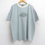 XL★古着 半袖 ビンテージ Tシャツ メンズ 90年代 90s バッファロー 国旗 大きいサイズ クルーネック USA製 緑他 グリーン ボーダー 【spe】 25aug13 中古