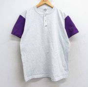 L★古着 半袖 ビンテージ Tシャツ メンズ 90年代 90s 無地 ツートンカラー ヘンリーネック USA製 薄グレー他 霜降り 【spe】 25aug13 中古