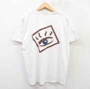 XL★古着 ラッセル 半袖 ビンテージ Tシャツ メンズ 80年代 80s 目 IMAGE クルーネック USA製 白 ホワイト 【spe】 25aug18 中古
