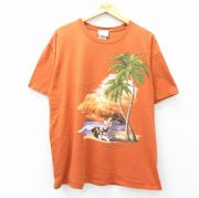XL★古着 半袖 ビンテージ Tシャツ メンズ 00年代 00s ディズニー DISNEY ミッキー MICKEY MOUSE 大きいサイズ コットン クルーネック オレンジ 25aug19 中古
