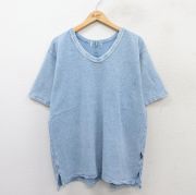 XL★古着 半袖 ビンテージ Tシャツ メンズ 90年代 90s EZZE WEAR Vネック 薄紺 ネイビー 【spe】 25aug20 中古