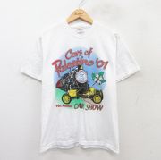 M★古着 ヘインズ Hanes 半袖 ビンテージ Tシャツ メンズ 00年代 00s 車 機関車 クルーネック 白 ホワイト 【spe】 25aug21 中古
