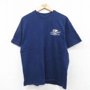 L★古着 ヘインズ Hanes 半袖 ビンテージ Tシャツ メンズ 90年代 90s 飛行機 フェアチャイルド コットン クルーネック USA製 紺 ネイビー 【spe】 25aug22 中古