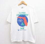 XL★古着 ヘインズ Hanes 半袖 ビンテージ Tシャツ メンズ 90年代 90s フロリダ 企業広告 クルーネック USA製 白 ホワイト 【spe】 25aug23 中古