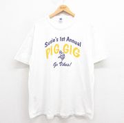 XL★古着 ラッセル 半袖 ビンテージ Tシャツ メンズ 80年代 80s PIG GIG 大きいサイズ クルーネック USA製 白 ホワイト 【spe】 25aug23 中古