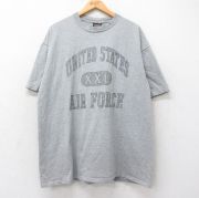 XL★古着 半袖 ビンテージ Tシャツ メンズ 90年代 90s ミリタリー USエアフォース 大きいサイズ コットン クルーネック USA製 グレー 霜降り 【spe】 25aug25 中古