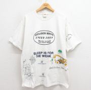 XL★古着 フルーツオブザルーム 半袖 ビンテージ Tシャツ メンズ 00年代 00s コーヒー マルチプリント コットン クルーネック 白 ホワイト 【spe】 25aug26 中古