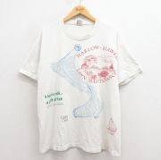 XL★古着 半袖 ビンテージ Tシャツ メンズ 90年代 90s クラゲ マルチプリント コットン クルーネック USA製 白 ホワイト 【spe】 25aug26 中古
