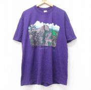 XL★古着 ジャージーズ 半袖 ビンテージ Tシャツ メンズ 90年代 90s ヨセミテ 大きいサイズ コットン クルーネック USA製 紫 パープル 【spe】 25aug27 中古