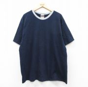 XL★古着 フルーツオブザルーム 半袖 ビンテージ Tシャツ メンズ 90年代 90s 無地 大きいサイズ ロング丈 コットン クルーネック USA製 紺他 ネイビー 【spe】 25aug27 中古