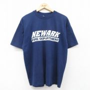 XL★古着 ヘインズ Hanes 半袖 ビンテージ Tシャツ メンズ 80年代 80s NEWARK クルーネック USA製 紺 ネイビー 【spe】 25aug28 中古
