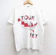 L★古着 半袖 ビンテージ Tシャツ メンズ 90年代 90s アメリカ カギ KEY クルーネック 白 ホワイト 【spe】 25aug29 中古
