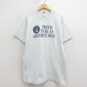 XL★古着 フルーツオブザルーム 半袖 ビンテージ Tシャツ メンズ 90年代 90s USエアフォース 大きいサイズ ロング丈 クルーネック USA製 薄グレー 霜降り【spe】 26apr04