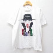 XL★古着 半袖 ビンテージ Tシャツ メンズ 80年代 80s FOXWOODS キャロルジョセフ ラインストーン アート クルーネック USA製 白【spe】 26apr06