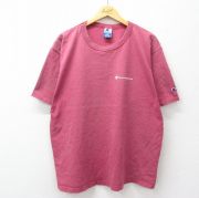 XL★古着 チャンピオン champion 半袖 ビンテージ Tシャツ メンズ 90年代 90s ワンポイントロゴ 大きいサイズ コットン クルーネック USA製 エンジ【spe】 26apr06