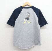 L★古着 半袖 ビンテージ Tシャツ メンズ 00年代 00s ディズニー ドナルド ツートンカラー ラグラン クルーネック グレー他【spe】 26apr07
