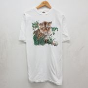 XL★古着 半袖 ビンテージ Tシャツ メンズ 90年代 90s ヒョウ コットン クルーネック USA製 ホワイト【spe】 26may13