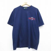 XL★古着 エディーバウアー EBTEK 半袖 ビンテージ Tシャツ メンズ 00年代 00s ワンポイントロゴ 大きいサイズ コットン クルーネック カナダ製 ネイビー【spe】 26may16