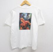 L★古着 半袖 ビンテージ Tシャツ メンズ 90年代 90s ストリートファイター 街頭覇王 コットン クルーネック ホワイト【spe】 26may20