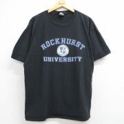 XL★古着 ジャンスポーツ 半袖 ビンテージ Tシャツ メンズ 00年代 00s ROCKHURST カレッジ 大きいサイズ クルーネック ブラック【spe】 26jun05