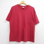 XL★古着 ギャップ GAP 半袖 ビンテージ Tシャツ メンズ 90年代 90s 無地 胸ポケット付き コットン クルーネック USA製 バーガンディ【spe】 26jun05