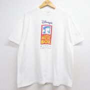XL★古着 ヘインズ 半袖 ビンテージ Tシャツ メンズ 90年代 90s ディズニー MUSIC BOX SPOT LIGHT 大きいサイズ コットン クルーネック USA製 ホワイト【spe】 26jun18