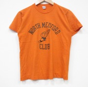 M★古着 チャンピオン champion 半袖 ビンテージ Tシャツ メンズ 70年代 70s ウィングフット コットン クルーネック USA製 オレンジ 【spe】 25jul19 中古