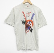 L★古着 フルーツオブザルーム 半袖 ビンテージ Tシャツ メンズ 90年代 90s タイヤ 企業広告 コットン クルーネック USA製 ベージュ カーキ 【spe】 25aug08 中古