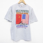 XL★古着 SIGNAL 半袖 ビンテージ Tシャツ メンズ 90年代 90s ソ連 軍艦 コットン クルーネック USA製 薄グレー 【spe】 25aug09 中古