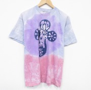 XL★古着 フルーツオブザルーム 半袖 ビンテージ Tシャツ メンズ 90年代 90s Tie コットン クルーネック 薄紫他 パープル タイダイ 【spe】 25aug09 中古