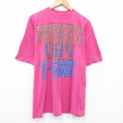 XL★古着 半袖 ビンテージ Tシャツ メンズ 90年代 90s ファーザーズデイ クルーネック 濃ピンク 【spe】 25aug28 中古