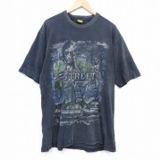 XL★古着 半袖 ビンテージ Tシャツ メンズ 00年代 00s ストリートライブ 大きいサイズ ボロ コットン クルーネック USA製 黒 ブラック 【spe】 25sep02 中古