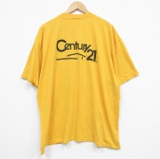 XL★古着 半袖 ビンテージ Tシャツ メンズ 90年代 90s センチュリー21 大きいサイズ ヘンリーネック 濃黄 イエロー 【spe】 25sep09 中古