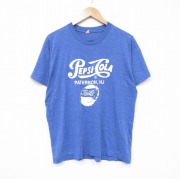L★古着 スクリーンスターズ 半袖 ビンテージ Tシャツ メンズ 80年代 80s ペプシコーラ クルーネック USA製 青 ブルー 霜降り 【spe】 25sep10 中古