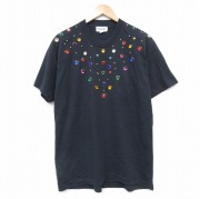 L★古着 半袖 ビンテージ Tシャツ メンズ 90年代 90s ラインストーン クルーネック USA製 黒 ブラック 【spe】 25sep10 中古