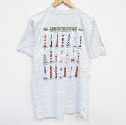 L★古着 フルーツオブザルーム 半袖 ビンテージ Tシャツ メンズ 90年代 90s 灯台 コットン クルーネック USA製 薄グレー 霜降り 【spe】 25sep11 中古