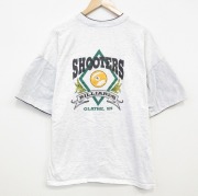 XL★古着 半袖 ビンテージ Tシャツ メンズ 90年代 90s ビリヤード 大きいサイズ コットン クルーネック USA製 薄グレー 霜降り 【spe】 25sep11 中古