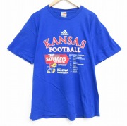 XL★古着 フルーツオブザルーム 半袖 ビンテージ Tシャツ メンズ 00年代 00s カンザスジェイホークス アディダス 大きいサイズ コットン クルーネック 青 ブルー 【spe】 25sep16 中古