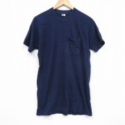 M★古着 フルーツオブザルーム 半袖 ビンテージ Tシャツ メンズ 90年代 90s 無地 胸ポケット付き コットン クルーネック USA製 紺 ネイビー 【spe】 25sep18 中古