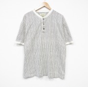 XL★古着 セントジョンズベイ 半袖 ビンテージ Tシャツ メンズ 90年代 90s コットン ヘンリーネック 茶他 ブラウン ストライプ 【spe】 25sep18 中古