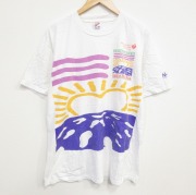 XL★古着 ジャージーズ 半袖 ビンテージ Tシャツ メンズ 90年代 90s 足跡大きいサイズ コットン クルーネック USA製 白 ホワイト 【spe】 25sep19 中古