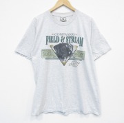 L★古着 FIELD＆STREAM 半袖 ビンテージ Tシャツ メンズ コットン クルーネック USA製 薄グレー 霜降り 【spe】 25sep19 中古