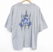 XL★古着 アディダス adidas 半袖 ビンテージ Tシャツ メンズ 90年代 90s ビッグロゴ 大きいサイズ クルーネック USA製 グレー 霜降り 【spe】 25sep26 中古