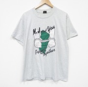 L★古着 フルーツオブザルーム 半袖 ビンテージ Tシャツ メンズ 90年代 90s 手錠 クルーネック USA製 薄グレー 霜降り【spe】 26mar16