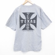 XL★古着 半袖 ビンテージ Tシャツ メンズ 00年代 00s アイアンクロス 大きいサイズ クルーネック グレー 霜降り【spe】 26mar23